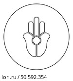 Symbol Natib Qadish Kappu palm Hamsa Levantian neo paganism neopaganism religious symbol Hand indian paganism icon in circle round black color vector illustration image outline contour line thin style simple. Symbol Natib Qadish Kappu palm Hamsa Levantian neo paganism neopaganism religious symbol Hand indian paganism icon in circle round black color vector illustration image outline contour line thin style. Стоковая иллюстрация, агентство Ingram Publishing / Фотобанк Лори