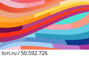vibrant abstract design with flowing wavy bands of pink, orange, yellow, and teal creating a dynamic colorful pattern perfect for modern backgrounds, digital art, and creative projects. Стоковая иллюстрация, агентство Ingram Publishing / Фотобанк Лори