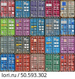 Stack of freight containers at the docks. Стоковое фото, агентство Ingram Publishing / Фотобанк Лори