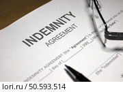 Risk Transfer Contract  - Indemnity Agreement. Стоковое фото, агентство Ingram Publishing / Фотобанк Лори