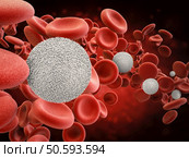3d rendering white blood cells with red blood cells. Стоковое фото, агентство Ingram Publishing / Фотобанк Лори