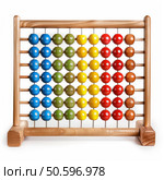 Colorful abacus showing numbers on white background. Стоковое AI-изображение, AI-художник Иван Рябоконь / Фотобанк Лори