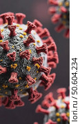 Detailed 3D render of the SARS-CoV-2 coronavirus particle. Concept of virology, pandemic, and infectious disease research. Стоковое AI-видео, аниматор Sergey Grishin / Фотобанк Лори