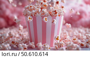 Enjoying Delicious Popcorn With Vibrant Colors and Playful Atmosphere for a Fun Movie Night. Стоковое AI-видео, аниматор Юлия Гапеенко / Фотобанк Лори
