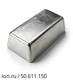 Silver Bar on White Background. Generative AI. Стоковое AI-изображение, AI-художник Roman Zavorotny / Фотобанк Лори