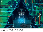 Хакер и информационная безопасность. Стоковое AI-изображение, AI-художник Boostport / Фотобанк Лори