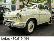 BERLIN - MAY 10, 2025: Rare Lloyd Alexander Kombi (1958) at Classic Days Berlin exhibition. Vintage German microcar with distinctive styling. Редакционное фото, фотограф Sergey Kohl / Фотобанк Лори