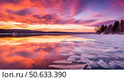 frozen winter in upstate ny ai generated. Стоковое AI-изображение, AI-художник Vectorwin / Фотобанк Лори