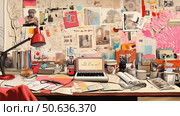 chaos desk with pen ai generated. Стоковое AI-изображение, AI-художник Vectorwin / Фотобанк Лори