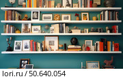eclectic shelf wall ai generated. Стоковое AI-изображение, AI-художник Vectorwin / Фотобанк Лори