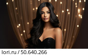 evening black hair extensions ai generated. Стоковое AI-изображение, AI-художник Vectorwin / Фотобанк Лори