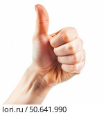 Woman hand gesturing thumbs up sign approving choice. Стоковое AI-изображение, AI-художник Иван Рябоконь / Фотобанк Лори