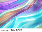 Iridescent holographic pastel colorful material flowing smoothly. Стоковое AI-изображение, AI-художник Иван Рябоконь / Фотобанк Лори