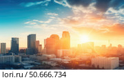 scrapers bright sun blue sky ai generated. Стоковое AI-изображение, AI-художник Vectorwin / Фотобанк Лори