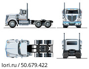 Vector semi-truck template isolated on white. Стоковая иллюстрация, иллюстратор Александр Володин / Фотобанк Лори