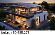 flat house roof ai generated. Стоковое AI-изображение, AI-художник Vectorwin / Фотобанк Лори