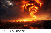 photograph fire tornado ai generated. Стоковое AI-изображение, AI-художник Vectorwin / Фотобанк Лори