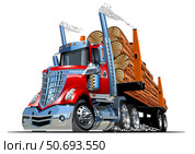 Vector Cartoon logging truck. Стоковая иллюстрация, иллюстратор Александр Володин / Фотобанк Лори