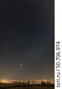 Panorama of the northern spring sky showing Virgo, Corvus, Coma Berenices and Leo. Стоковое фото, фотограф Alan Dyer/Stocktrek Images / ТАСС / Фотобанк Лори
