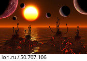 Artist's concept of the Trappist-1 star system. Стоковое фото, фотограф Mark Stevenson/Stocktrek Images / ТАСС / Фотобанк Лори