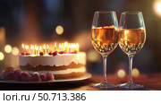 glass wine and birthday. Стоковое фото, фотограф Vectorwin / Фотобанк Лори
