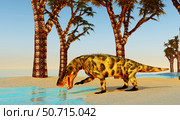 Inostrancevia drinking from a lake during the Permian Period. Стоковое фото, фотограф Corey Ford/Stocktrek Images / ТАСС / Фотобанк Лори