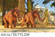 A pair of Columbian mammoths during the Pleistocene epoch of North America. Стоковое фото, фотограф Corey Ford/Stocktrek Images / ТАСС / Фотобанк Лори
