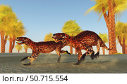 A pair of Lycaenops hunting during the Permian Period. Стоковое фото, фотограф Corey Ford/Stocktrek Images / ТАСС / Фотобанк Лори