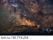 The Galactic Center of Milky Way shining over Sofa Mountain in Waterton Lakes National Park, Alberta, Canada (2023 год). Стоковое фото, фотограф Alan Dyer/Stocktrek Images / ТАСС / Фотобанк Лори