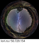 Fish-eye panorama of Milky Way over Red Rock Canyon in Alberta, Canada. Стоковое фото, фотограф Alan Dyer/Stocktrek Images / ТАСС / Фотобанк Лори