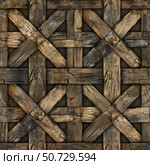 Seamless pattern of a woven wooden mat. Photorealistic tileable pattern of weaving dark wood. Стоковое AI-изображение, AI-художник Олег Яцкевич / Фотобанк Лори