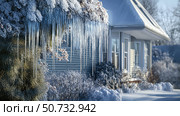 winter icicle on house. Стоковое фото, фотограф Vectorwin / Фотобанк Лори