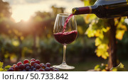 red pouring wine outside. Стоковое фото, фотограф Vectorwin / Фотобанк Лори