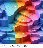 Seamless pattern - Abstract 3D stairs with rainbows colours. Стоковое AI-изображение, AI-художник Олег Яцкевич / Фотобанк Лори
