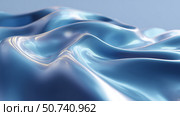 Fluid blue fabric undulating softly against a smooth light background in a calming artistic display. Стоковое AI-изображение, AI-художник Сергей Толмачёв / Фотобанк Лори