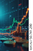 Investment finance chart, stock market business and exchange financial growth graph. Стоковое AI-видео, аниматор Sergey Grishin / Фотобанк Лори
