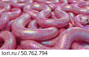 A pink snake with a rainbow pattern on its body. Стоковое AI-видео, аниматор Виктория Кольцова / Фотобанк Лори