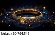 Golden Glitter Bracelet on Dark Surface. Стоковое AI-изображение, AI-художник Данила Большаков / Фотобанк Лори
