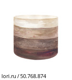 Watercolor cake with different layers, hand-drawn. The illustration is isolated on a white background. A biscuit template for decorating with different accessories at your discretion. Clipart. Стоковая иллюстрация, иллюстратор Беляева Елена / Фотобанк Лори