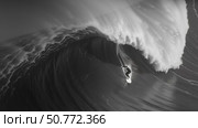 Surfer riding giant waves in monochrome. Стоковое AI-видео, аниматор Юрий Поздников / Фотобанк Лори