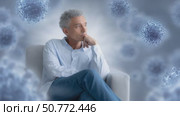 Mature man contemplating virus threat. Стоковое AI-видео, аниматор Юрий Поздников / Фотобанк Лори