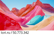 Surreal Colorful Sandscape: Abstract Rock Formation in Vibrant Hues. Стоковое AI-изображение, AI-художник Данила Большаков / Фотобанк Лори