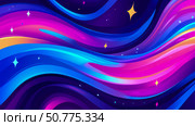 Abstract Cosmic Waves: Vibrant Swirls of Blue, Pink, and Purple with Glimmering Stars. Стоковое AI-изображение, AI-художник Данила Большаков / Фотобанк Лори