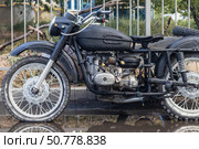 Black motorcycle with sidecar. Стоковое фото, фотограф Михаил Яковлев / Фотобанк Лори