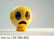 3d sad emoji character sitting down and feeling blue. Стоковое AI-изображение, AI-художник Иван Рябоконь / Фотобанк Лори