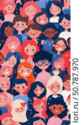 A Diverse Group of Smiling Faces: An Illustration of Unity and Inclusion. Стоковое AI-изображение, AI-художник Данила Большаков / Фотобанк Лори
