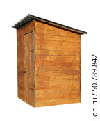 Старый деревянный туалет в деревенском стиле на белом фоне. Rustic old wooden toilet on a white background. Стоковое фото, фотограф Татьяна Д / Фотобанк Лори