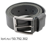 Кожаный ремень для брюк на белом фоне. Leather belt for trousers on a white background. Стоковое фото, фотограф Татьяна Д / Фотобанк Лори