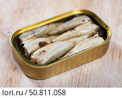 Canned sardines in oil. Стоковое фото, фотограф Яков Филимонов / Фотобанк Лори