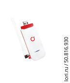 Modem with antenna  for mobile internet on white background. Модем с антенной для мобильного интернета на белом фоне. Стоковое фото, фотограф Виталий Борисов / Фотобанк Лори
